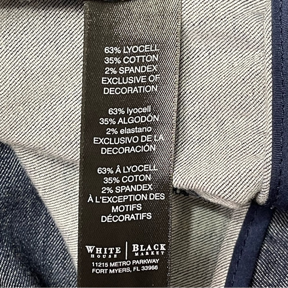 White House Black Market Zip Front Denim Jacket Blue 14 - Picture 10 of 12